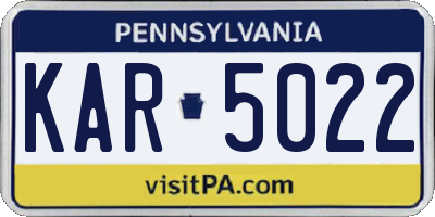 PA license plate KAR5022