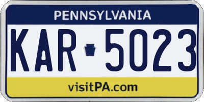 PA license plate KAR5023