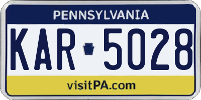 PA license plate KAR5028