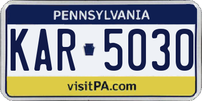 PA license plate KAR5030