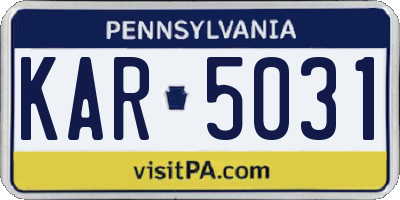 PA license plate KAR5031
