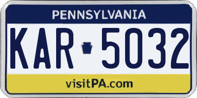 PA license plate KAR5032