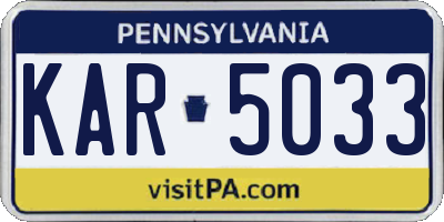 PA license plate KAR5033