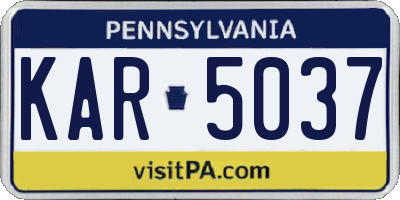 PA license plate KAR5037