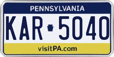 PA license plate KAR5040
