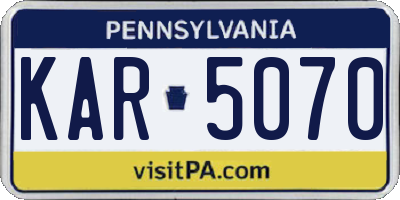 PA license plate KAR5070