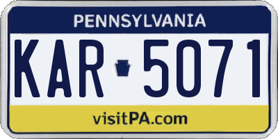 PA license plate KAR5071