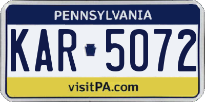 PA license plate KAR5072