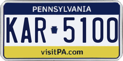 PA license plate KAR5100