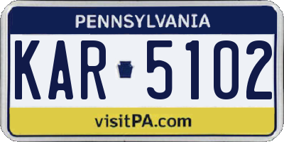 PA license plate KAR5102