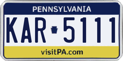 PA license plate KAR5111