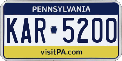 PA license plate KAR5200