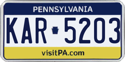 PA license plate KAR5203