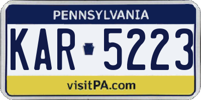 PA license plate KAR5223