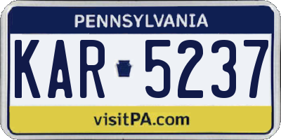 PA license plate KAR5237