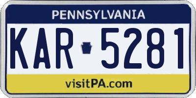 PA license plate KAR5281