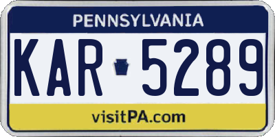PA license plate KAR5289