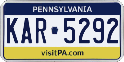 PA license plate KAR5292