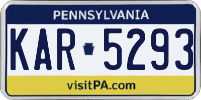 PA license plate KAR5293