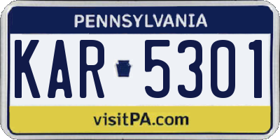 PA license plate KAR5301