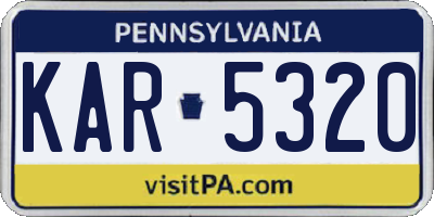 PA license plate KAR5320