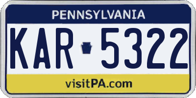 PA license plate KAR5322