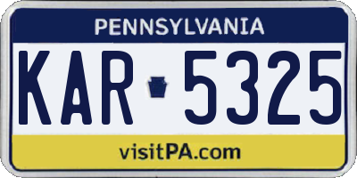 PA license plate KAR5325