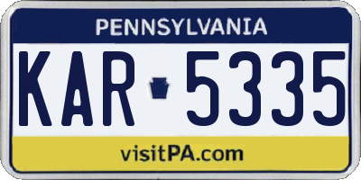 PA license plate KAR5335