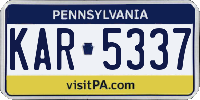 PA license plate KAR5337