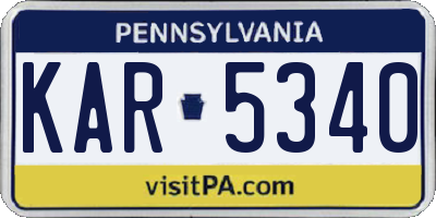 PA license plate KAR5340