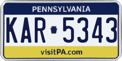 PA license plate KAR5343