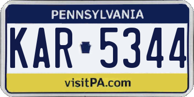 PA license plate KAR5344