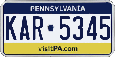 PA license plate KAR5345