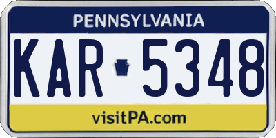 PA license plate KAR5348