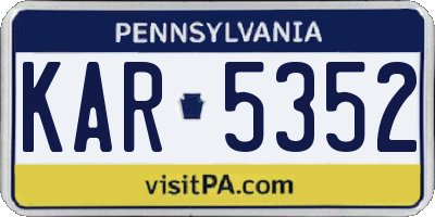 PA license plate KAR5352