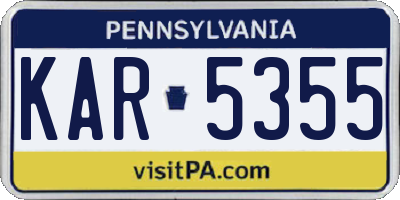 PA license plate KAR5355