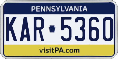 PA license plate KAR5360