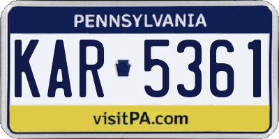 PA license plate KAR5361