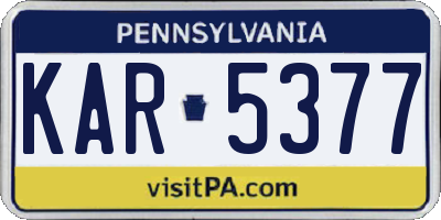 PA license plate KAR5377