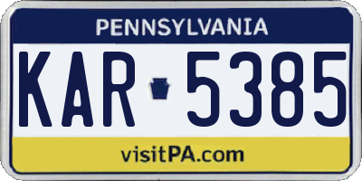 PA license plate KAR5385