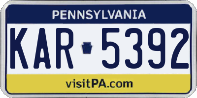 PA license plate KAR5392