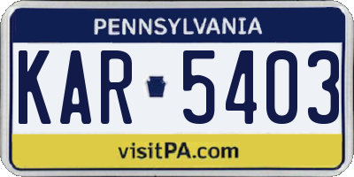 PA license plate KAR5403