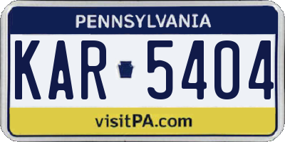 PA license plate KAR5404