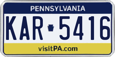 PA license plate KAR5416