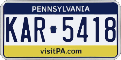 PA license plate KAR5418