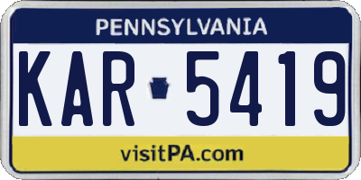 PA license plate KAR5419