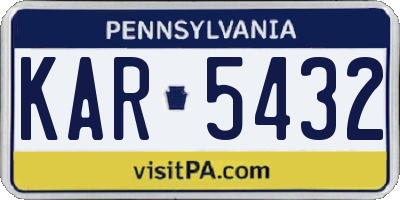 PA license plate KAR5432