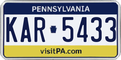PA license plate KAR5433