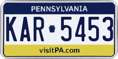 PA license plate KAR5453