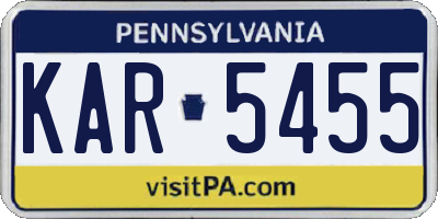 PA license plate KAR5455